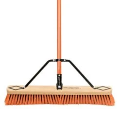 Leonard Dual-Bristle Push Broom, 24-Inch Wide Block With Steel Handle -Garden Store 2624 2