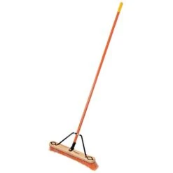 Leonard Fine-Bristle Push Broom, 24-Inch Wide Block With Steel Handle