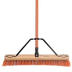 Leonard Fine-Bristle Push Broom, 24-Inch Wide Block With Steel Handle -Garden Store 2824 2
