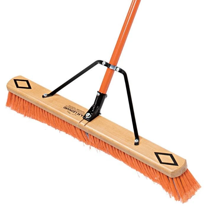 Leonard Fine-Bristle Push Broom, 30-Inch Wide Block With Steel Handle 2 Leonard Fine-Bristle Push Broom, 30-Inch Wide Block With Steel Handle - Image 2