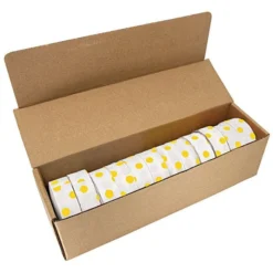 White With Yellow Polka Dots Tagging Tape, Box Of 12 Rolls