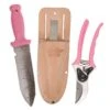 Pink Leonard Deluxe Soil Knife And Pink Traditional Bypass Pruner With Sheath